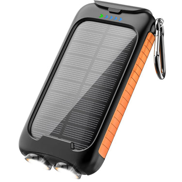 Yelomin 38800mAh Solar Portable Charger, 5V/3.1A Power Bank, Fast Charger, Type-C Ports with LED Flashlights, Perfect for Camping Trips